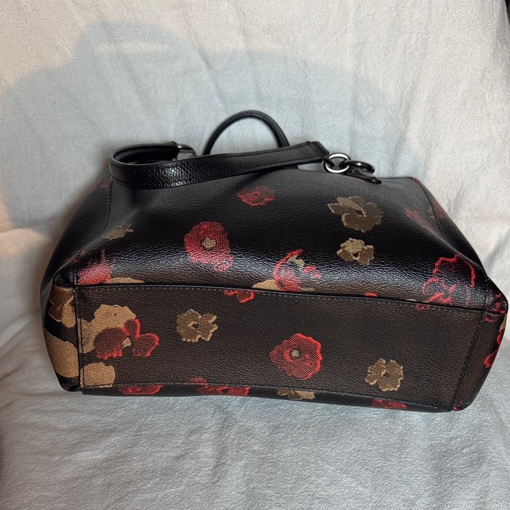 Coach Black and Red Floral Satchel - Picture 3 of 8